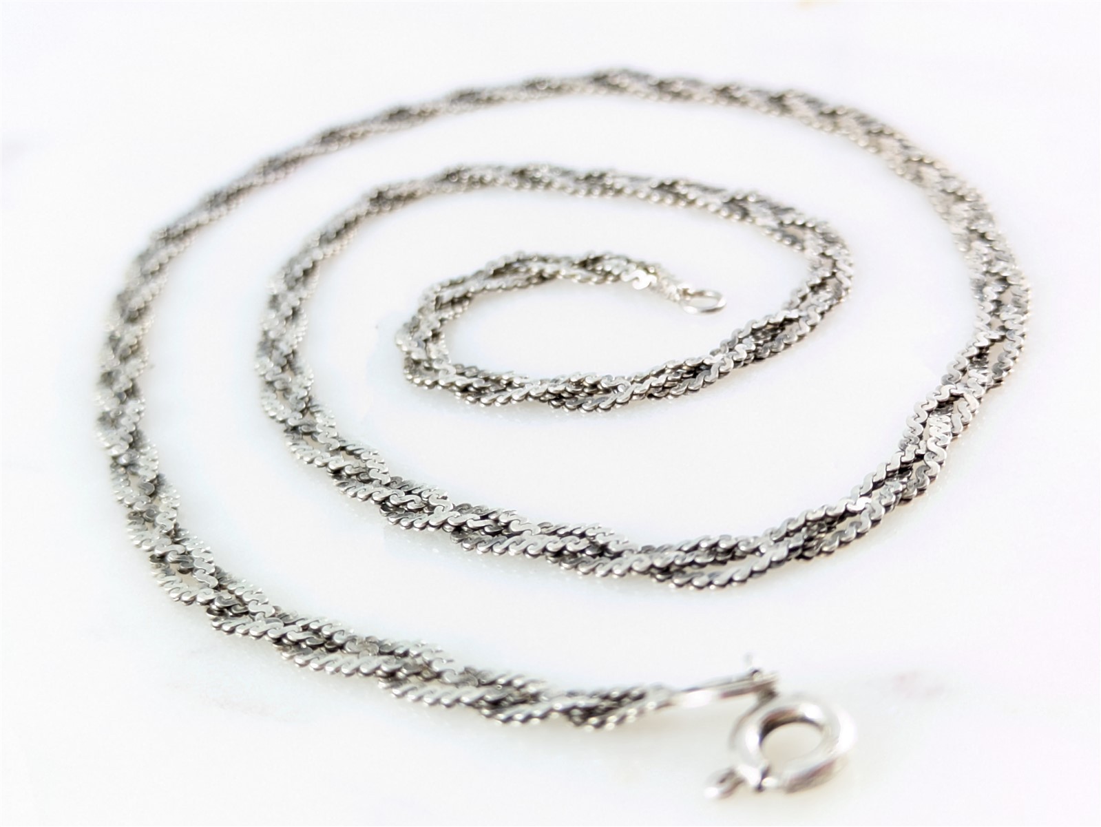 Vintage Solid Sterling Woven Braided Serpentine Flat Wave Chain Necklace 6 Grams
