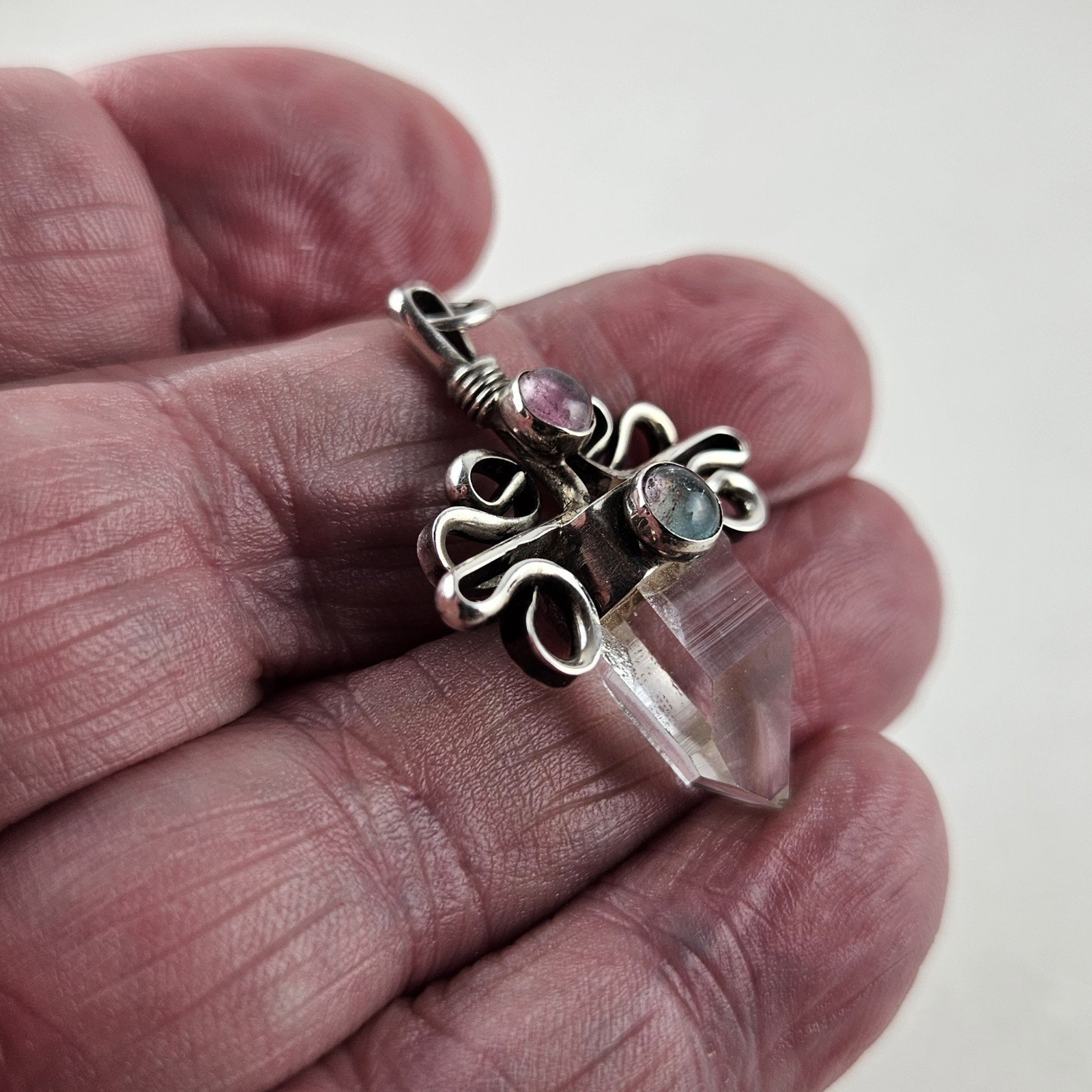 Sterling Silver Clear Crystal Pendant 6.7g [8923]