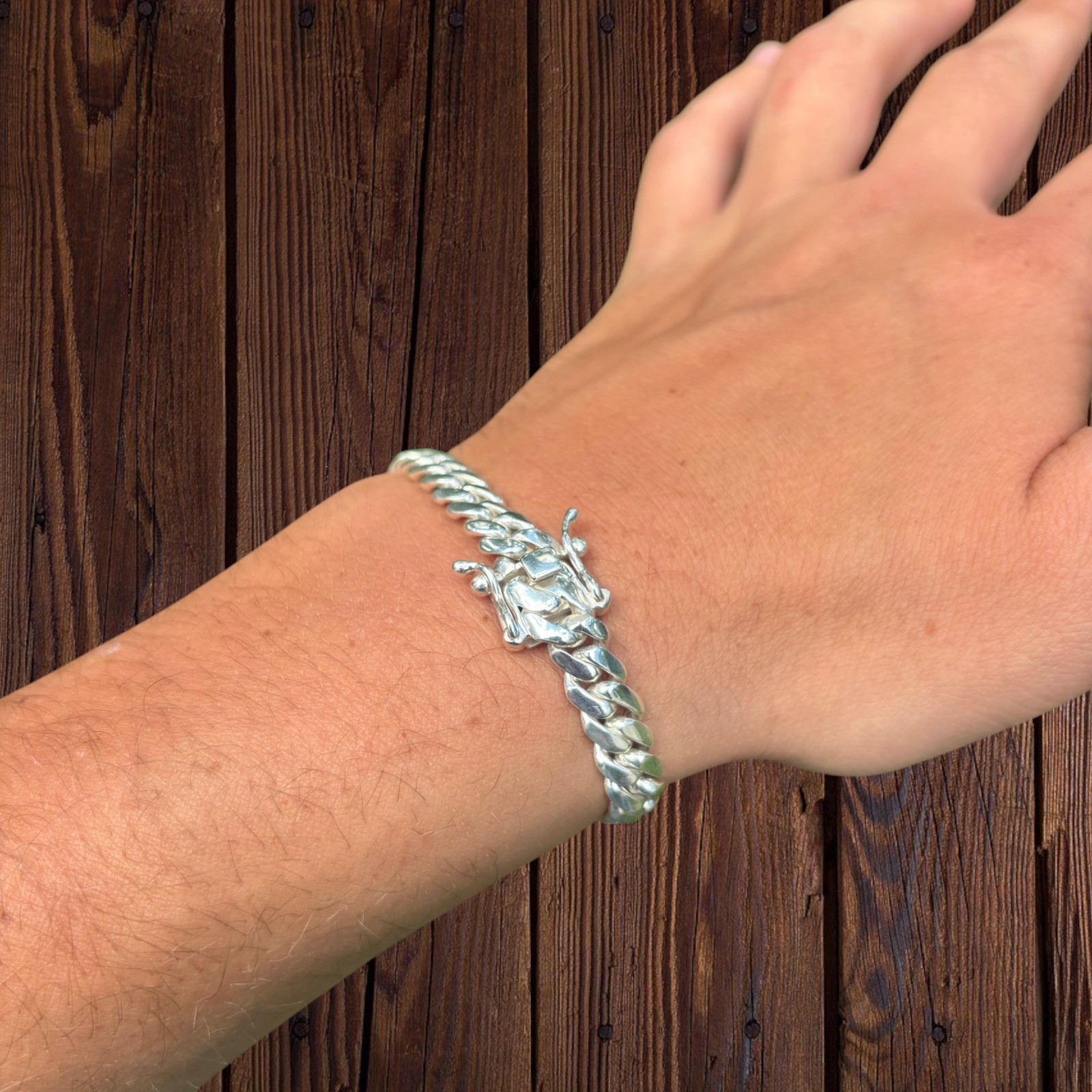 8mm Miami Cuban Link Bracelet – Real Solid 999 Fine Silver HANDMADE IN ITALY