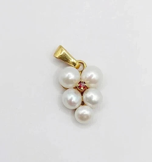 2Ct Round Cut Natural Pearl 5 Stone Pendant 14K Yellow Gold Plated Free 18″Chain