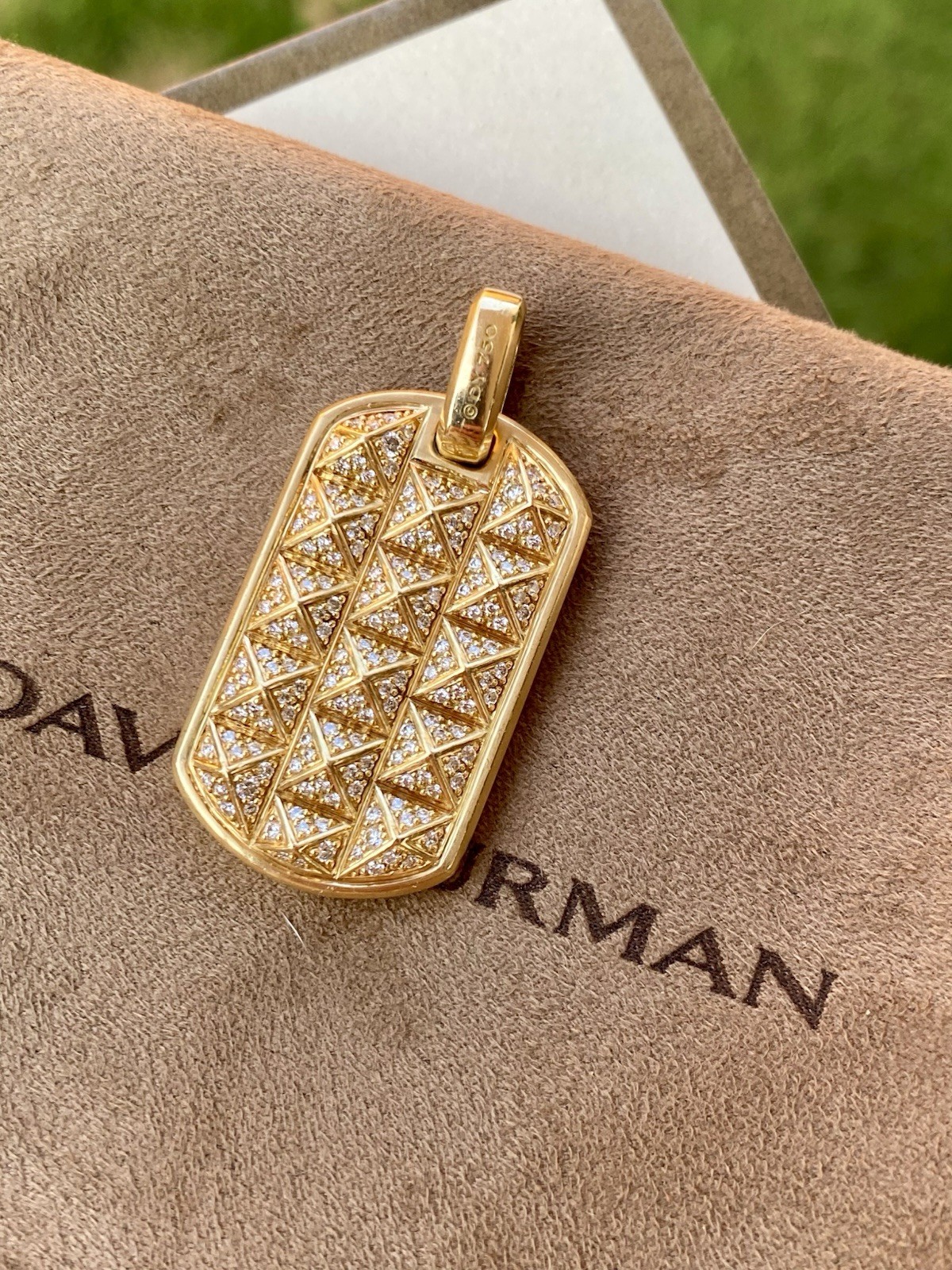 David Yurman 18k Gold Diamond Pyramid Pendant 1.75” $12,500 23.4 Gram