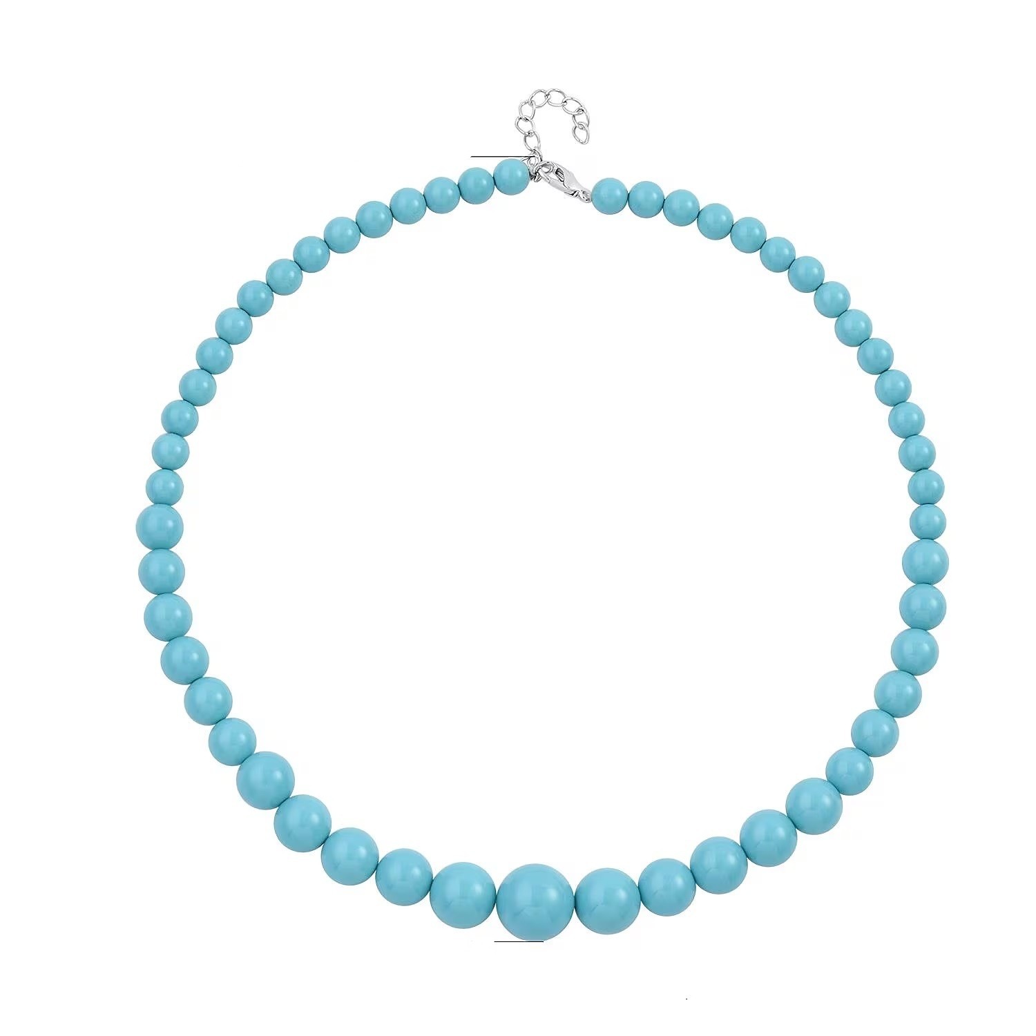 AA+ Pure Sleeping Beauty Turquoise Gemstone Woman Beads Necklace In 925 Silver C