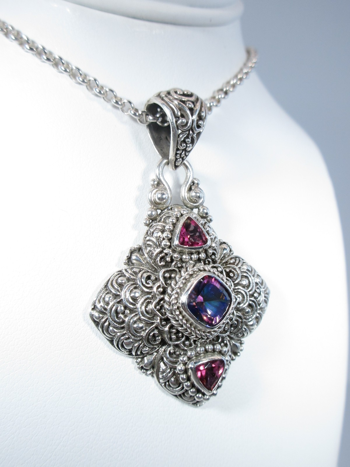 Sarda Sterling Silver in Purple Mystic Quartz & Pink Mystic Topaz Pendant