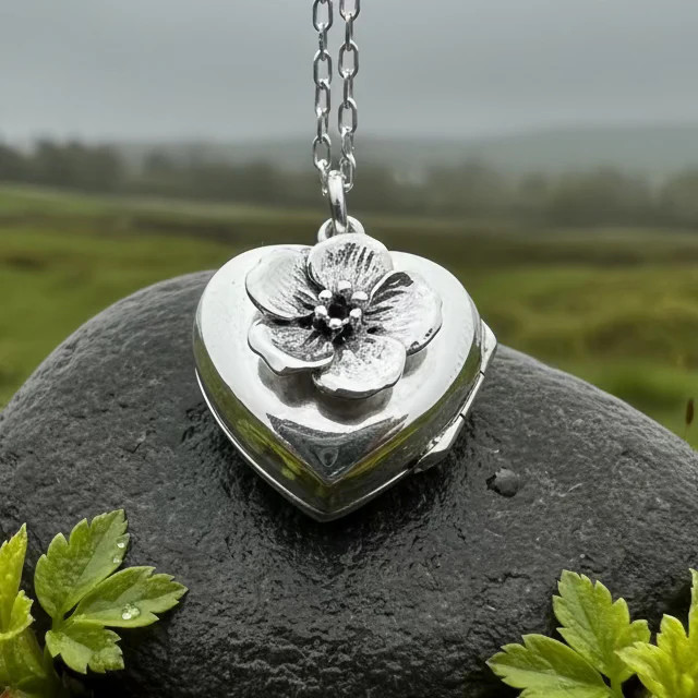 Dogwood Flower Silver Locket Necklace