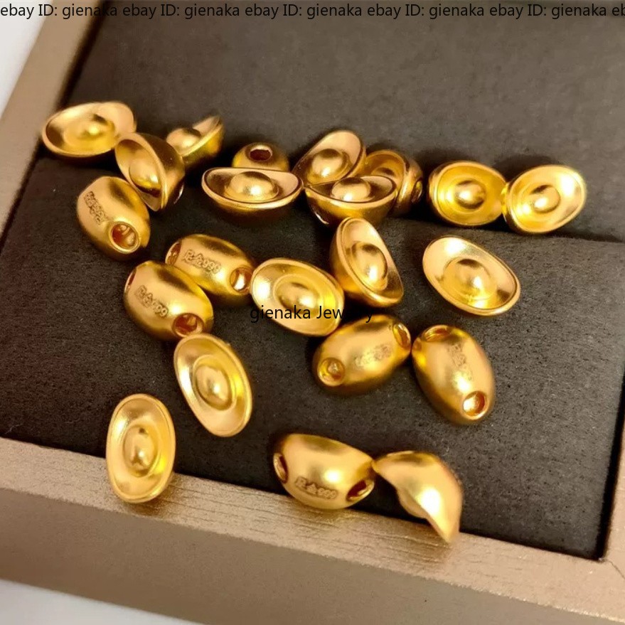 1pcs Real 999 24K Yellow Gold Women 3D Lucky Yuanbao Men Women Gift