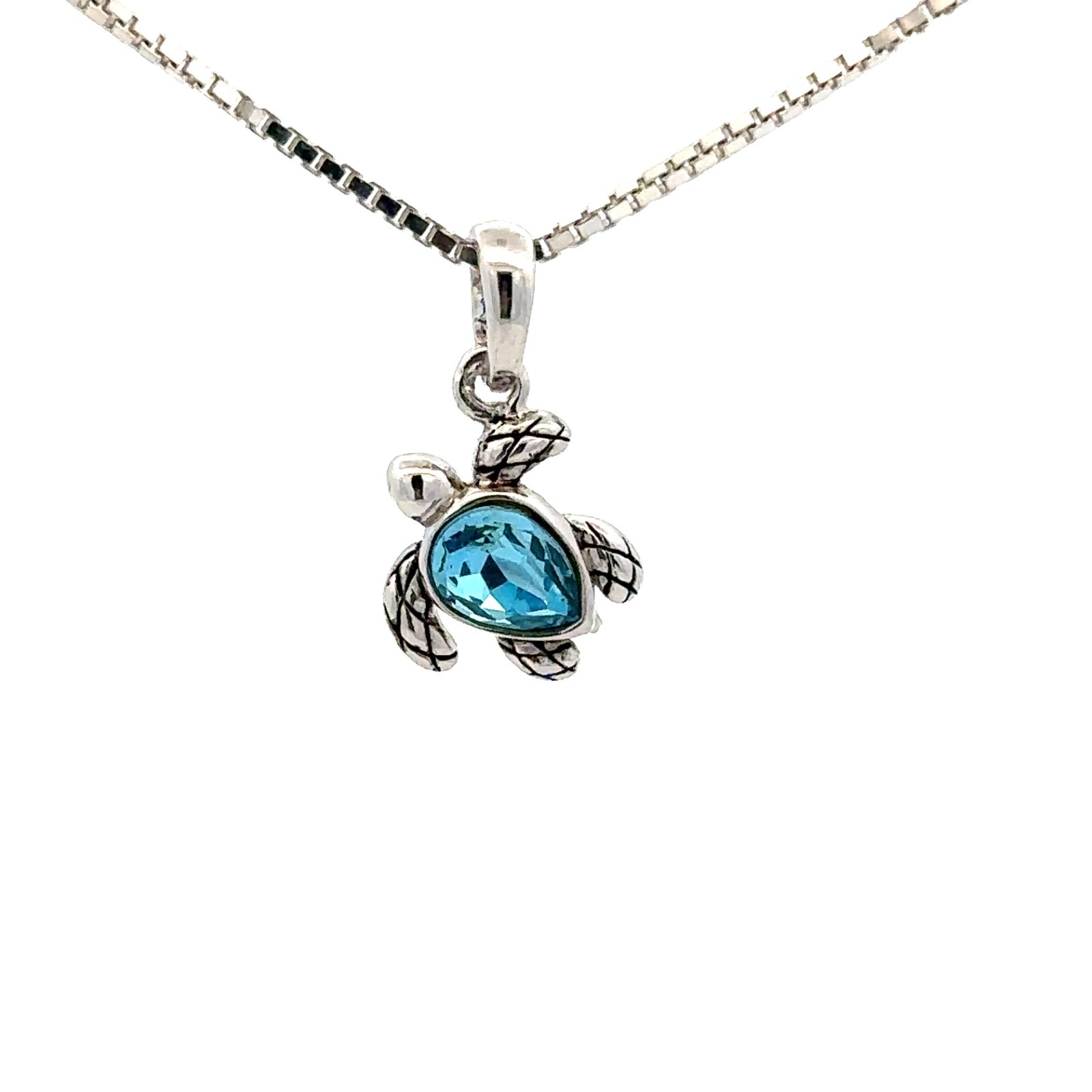 Sterling Silver Turtle Pendant/Charm With CZ (3/8 x 1/2 Inch)