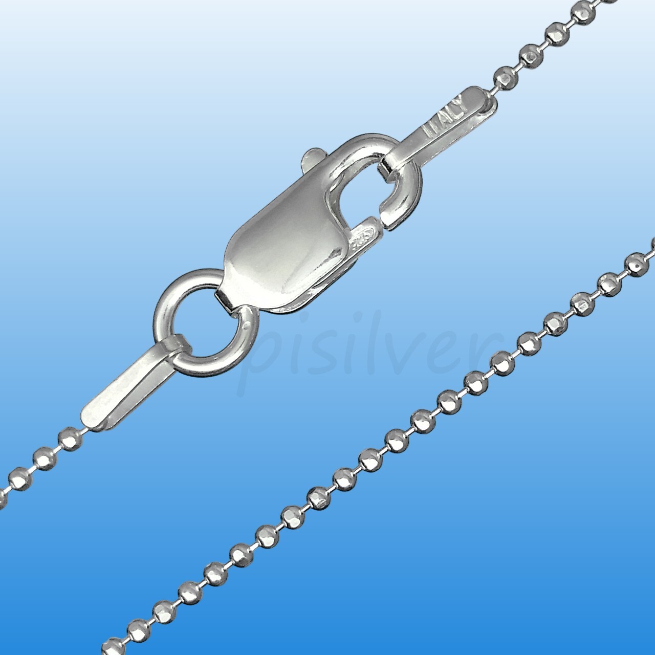 Genuine 925 Sterling Silver Faceted Round Ball Bead Thin Chain Necklace 16 18
