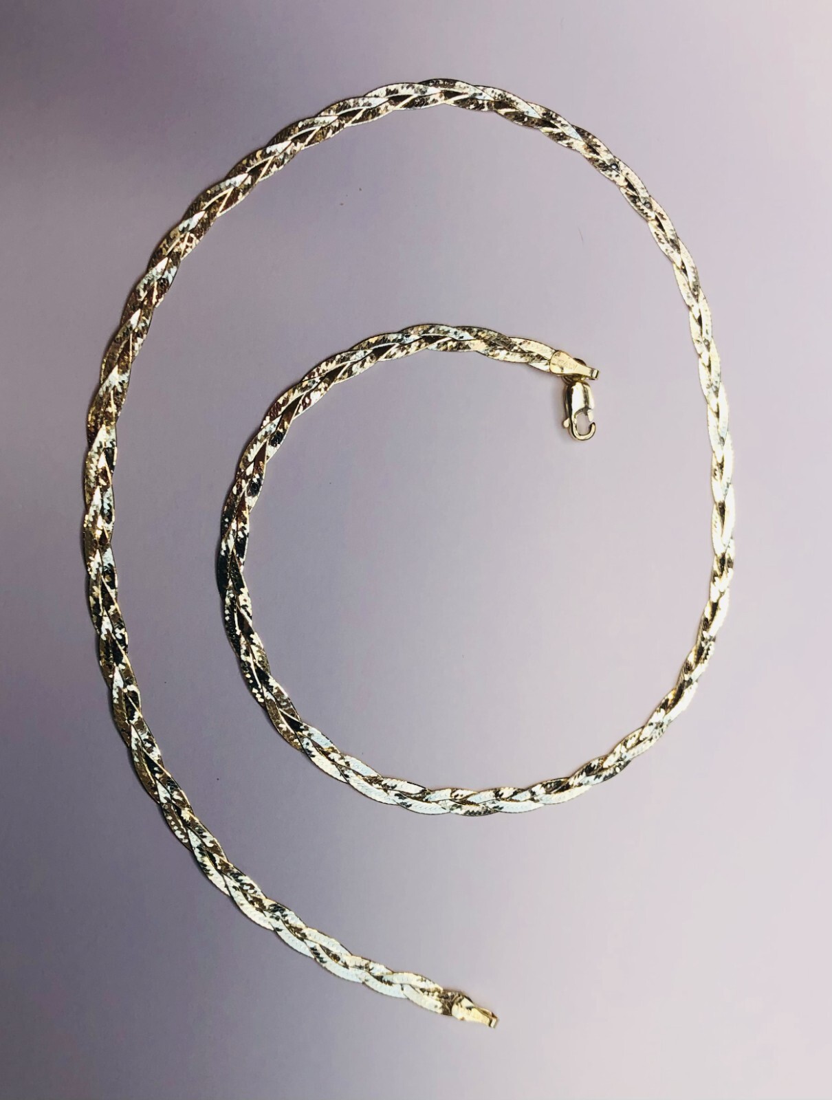 14k Yellow Gold 3.2 MM 16″ Braided Flexible HERRINGBONE Chain Necklace 3.4 Grams