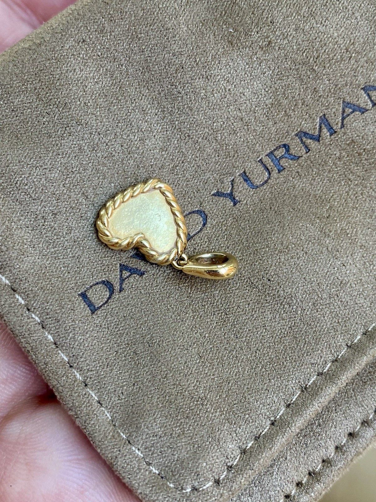 David Yurman 18K Yellow Gold Diamond Heart Amulet Charm Pendant 11mm $1450+ Exc