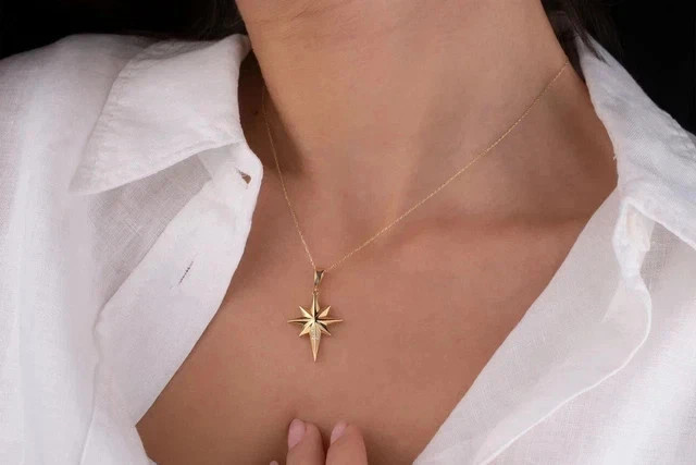 0.20 Ct Lab Created Diamond Starburst Women’s Pendant 14K Yellow Gold Plated