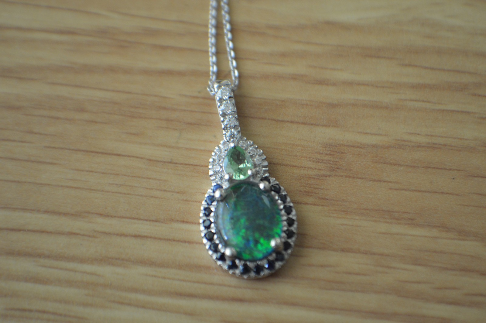 3.50ct Elysian Opal Triplet /Multi Gem Rhodium Plated Pendant with 20″ Chain