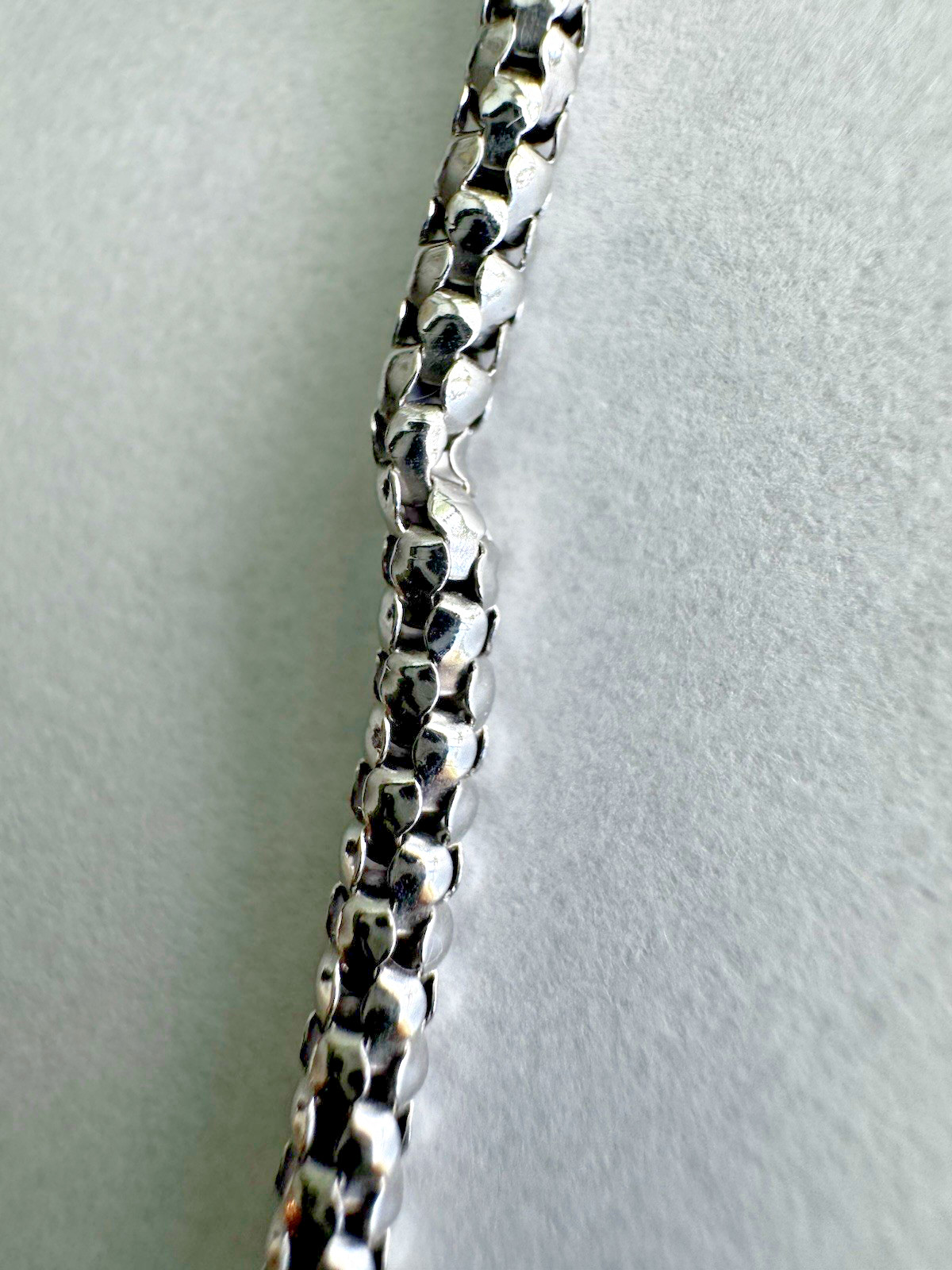 18K White Gold Popcorn Chain Necklace Ball Station 14in 750 10.13g READ