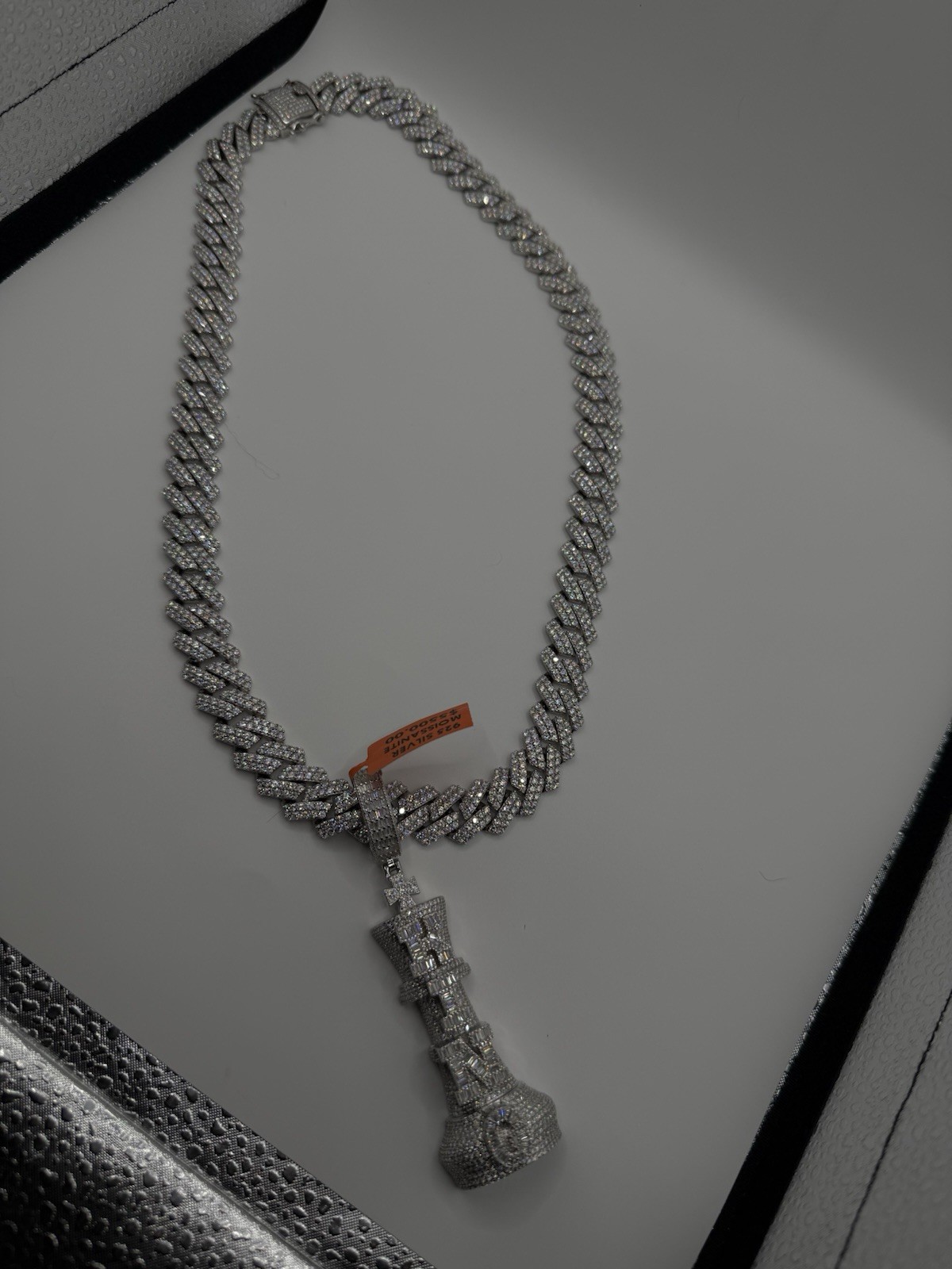16mm 24” Moissanite Chain Sterling Silver 925 With 925 Moissnaite King Pendant