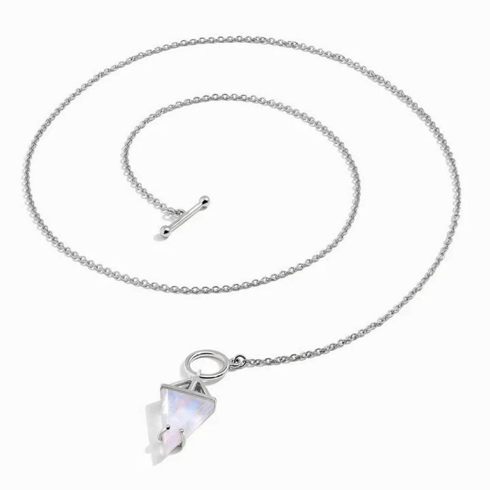 Rainbow Moonstone Necklace Silver Handmade Minimalist June Birthstone Pendant