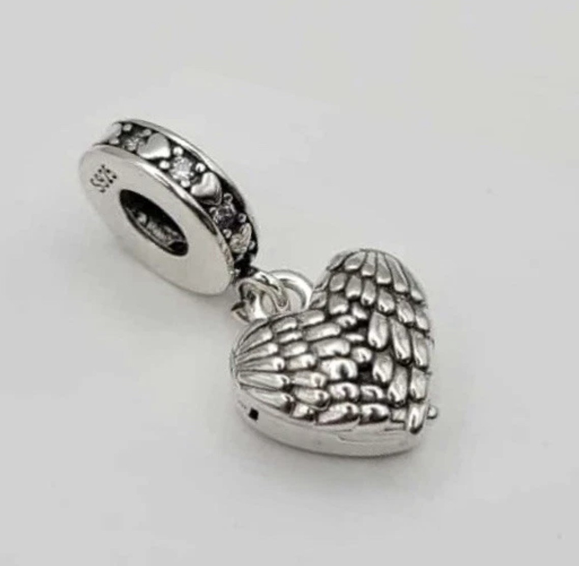 925 Sterling Silver Open/Close Angel Wings Charm Pendant “Always By Your Side”