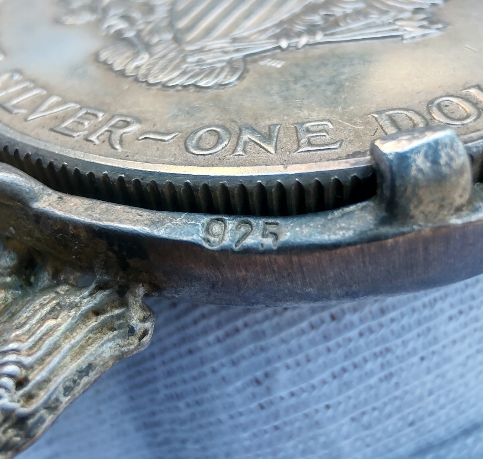 1987 American Silver Eagle 1 oz .999 Coin Pendant w/ Handmade Sterling Bezel