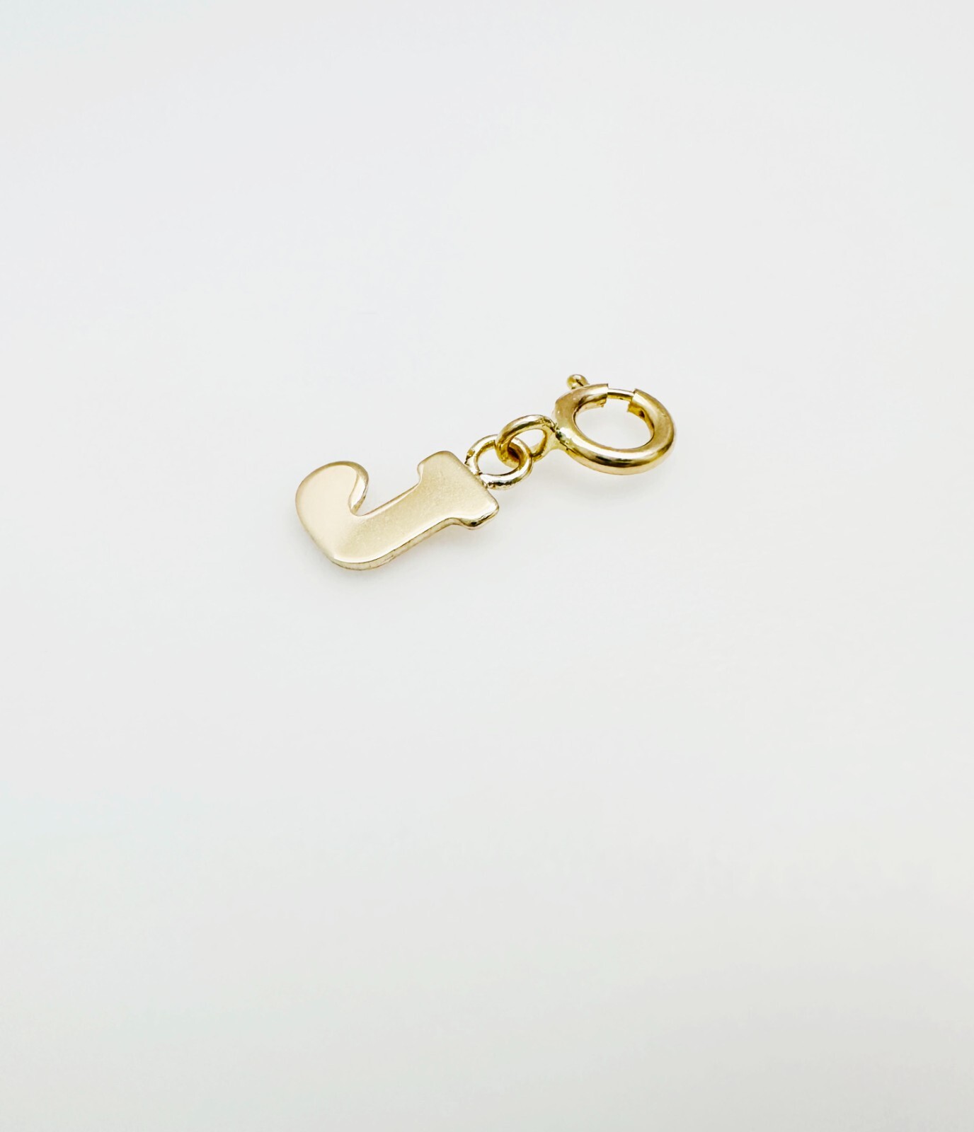14K Solid Yellow Gold Mini/Very Small ‘J’ Initial Charm Pendant w/Spring Clasp
