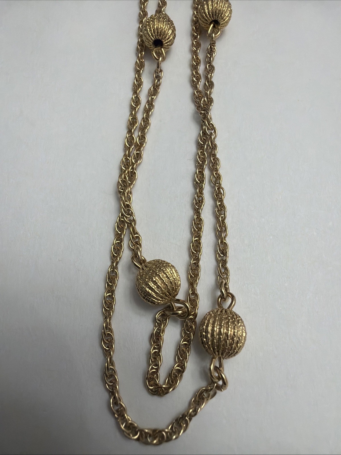 1/20 12k Gold-Filled Chain-Link Necklace w/ Round Ball Bead Accents 39” Long
