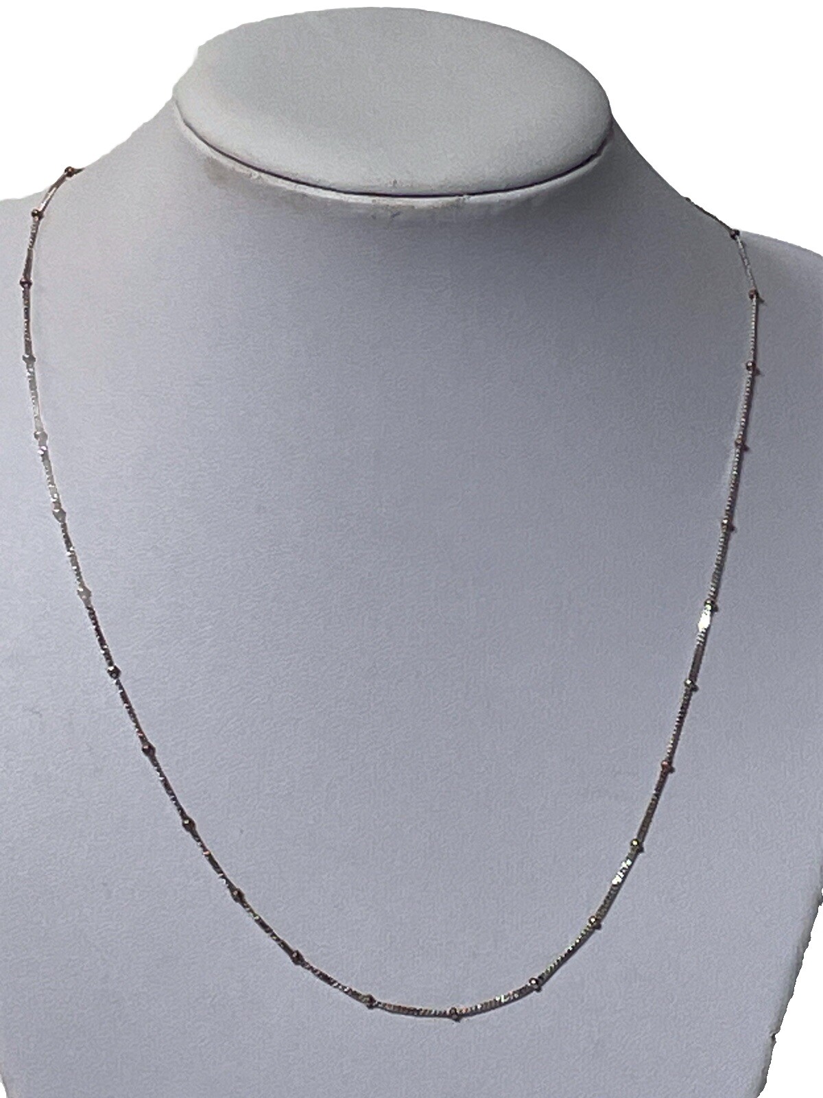 Sterling Silver 925 Round Ball Bead Stations Chain Italy 18” Necklace Dainty