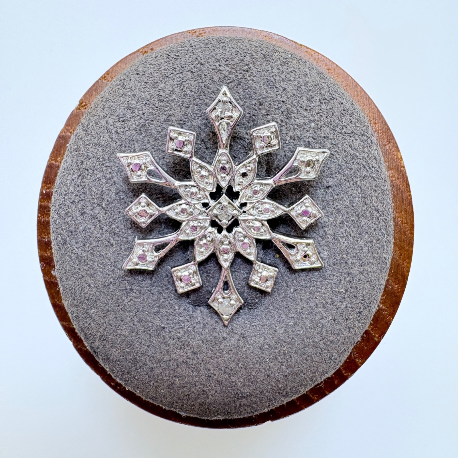 Illusion Stone Snowflake Pendant Sterling Silver 925 Size 0.75″ Length