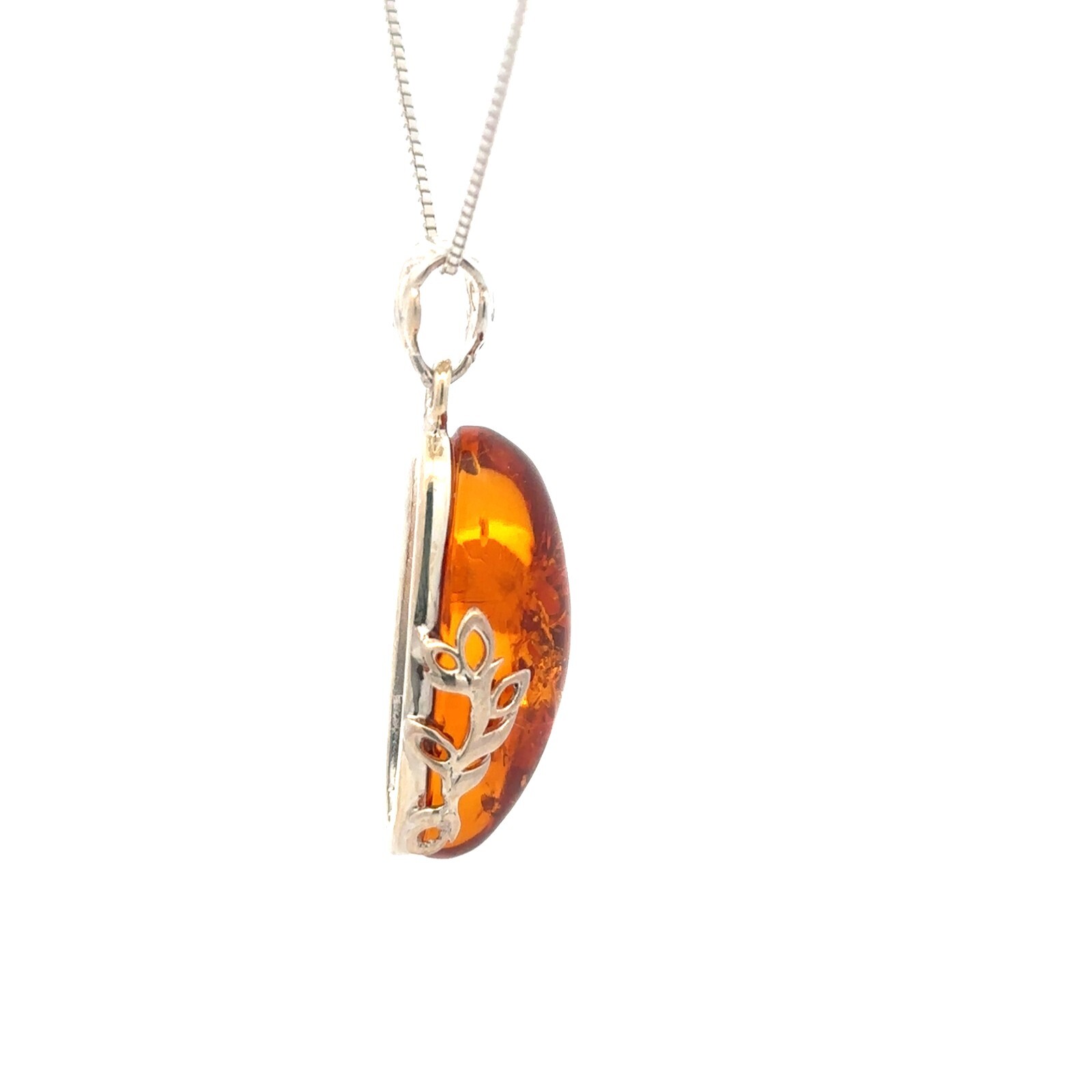 Sterling Silver Baltic Amber Pendant (1/2 x 1 1/2 Inch)