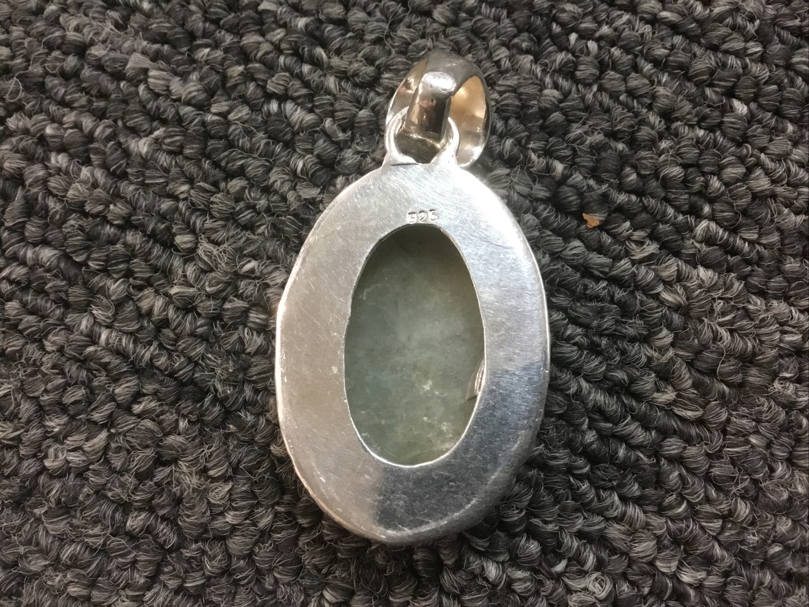 925 Sterling Silver Grey/Green/Blue Colored Pendant 13.3 grams Large Bale