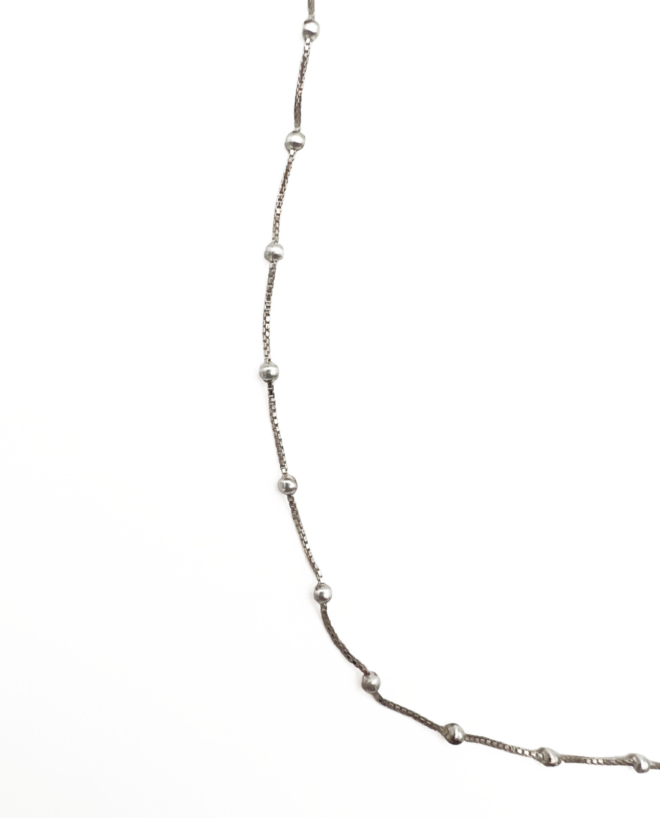 925 Sterling Silver Italy Beaded Satellite Box Chain Choker 12–16 inches