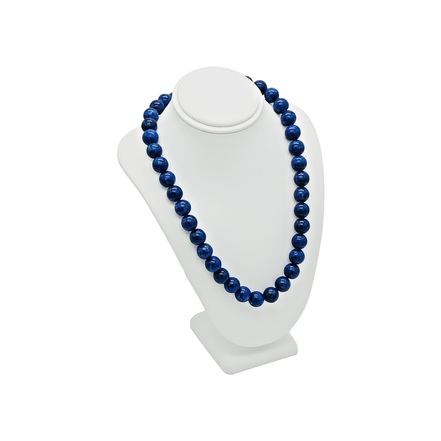 Natural Lapis Lazuli 18″ Beaded Necklace 925 Sterling Silver Lobster Clasp