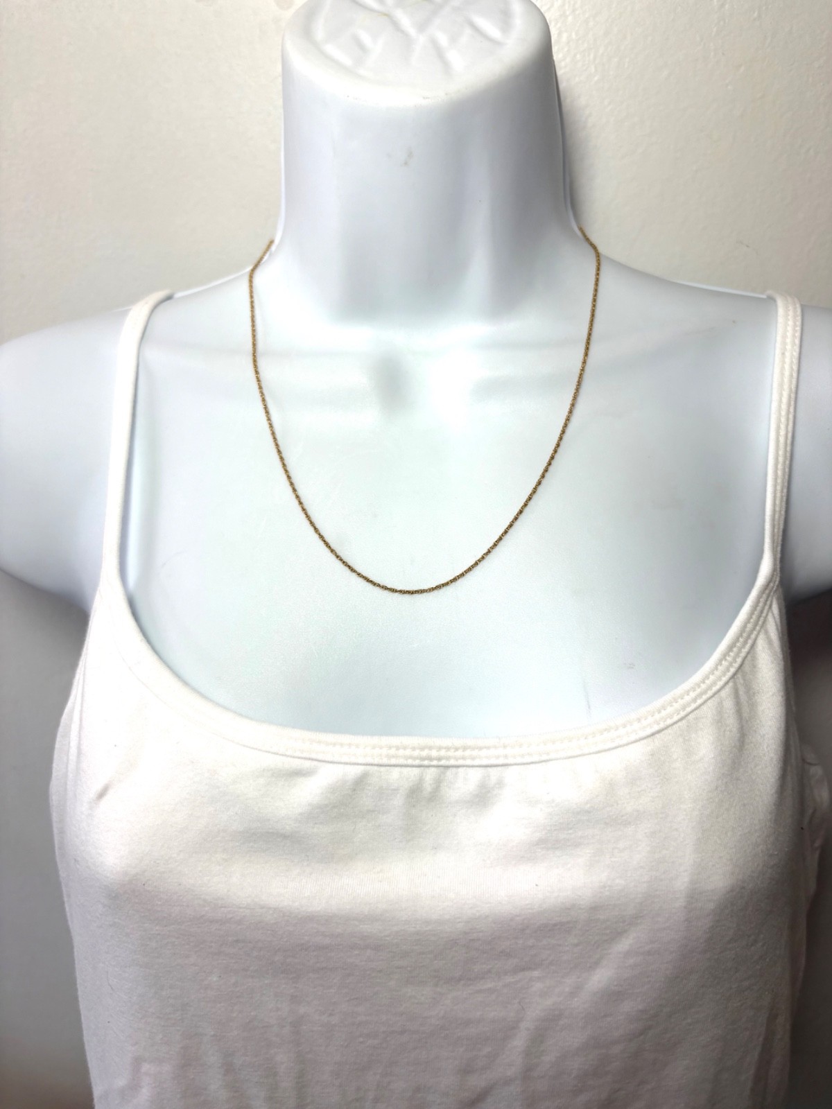 1OK YELLOW GOLD 1MM TWISTED ROPE 20″ CHAIN BY UNOAERRE, ITALY