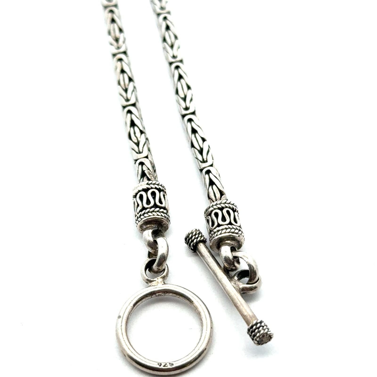 18”x3.3mm .925 Sterling Silver Byzantine Toggle Clasp Necklace, 27.2g