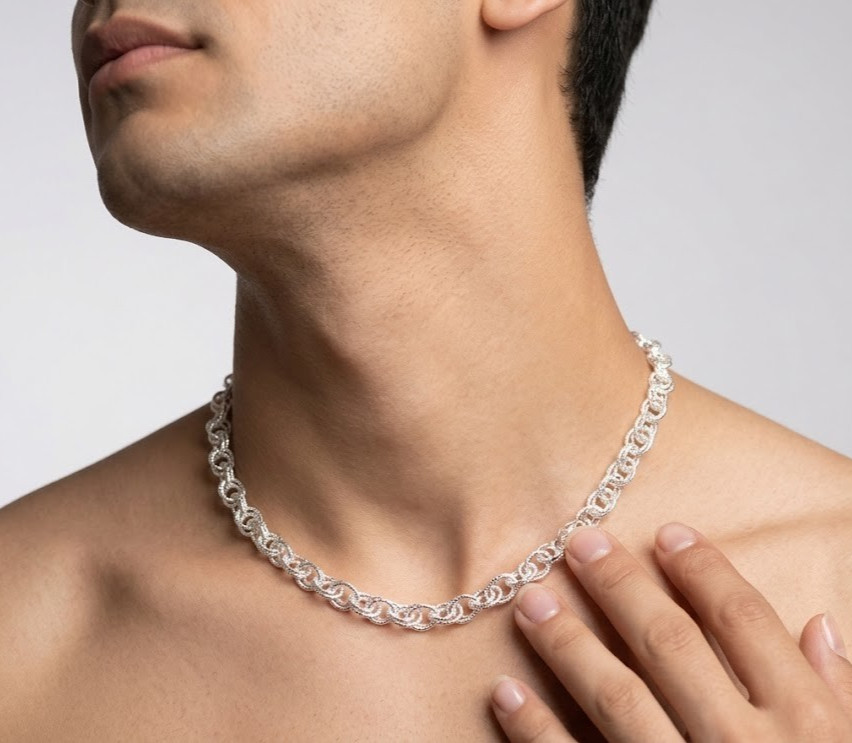 925 Sterling Silver Fancy Filigree Link Chain Necklace Diamond Cut Jewlery