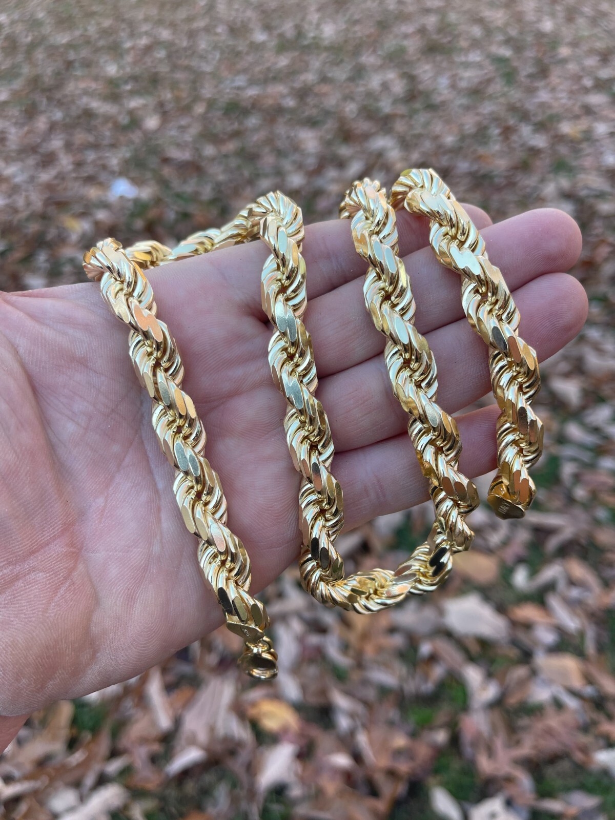 10mm Thick Mens Rope Chain 14k Gold Over Real Solid 925 Sterling Silver Necklace