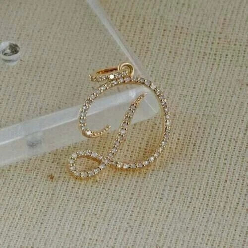 0.90Ct Round Lab Created Women’s Initial D Letter Pendant 14K Yellow Gold Plated