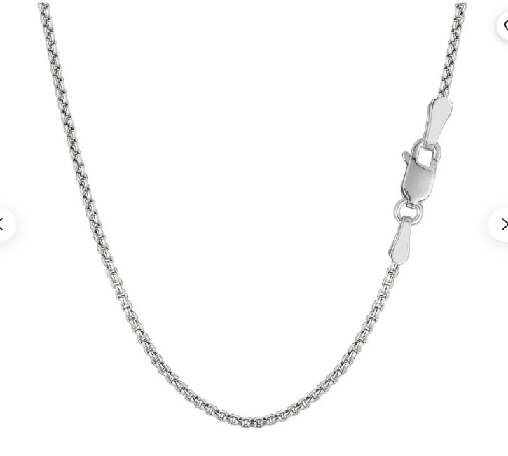 14kt White Gold 18″ ROUND Box Link Pendant Chain/Necklace 1.7 mm 3.5 grams