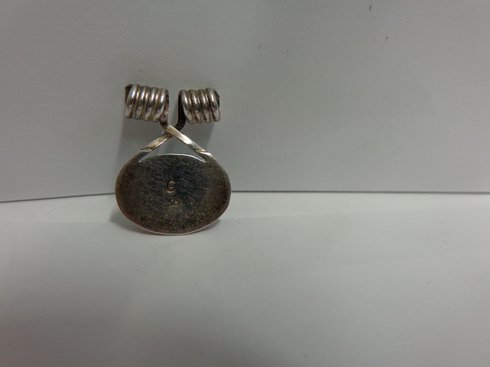 sterling silver turquoise pendant by G sz 7/8 in lg wgt 2.9 grams tcw 3