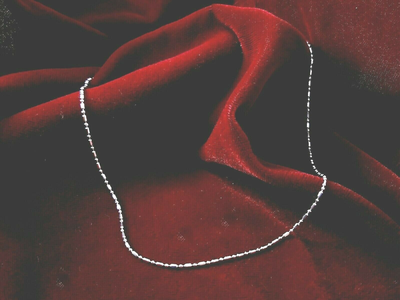 Sterling Silver .925 sparkly Bar & Bead Chain 1.5mm – Lobster claw, 16″ or 18″
