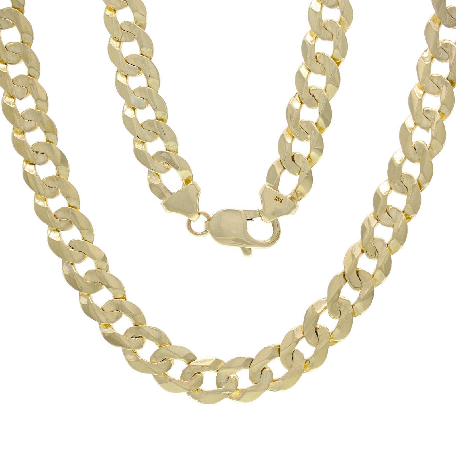 14k Yellow Gold Solid Curb Cuban Link Chain Necklace 20″ 9mm 42.4 grams
