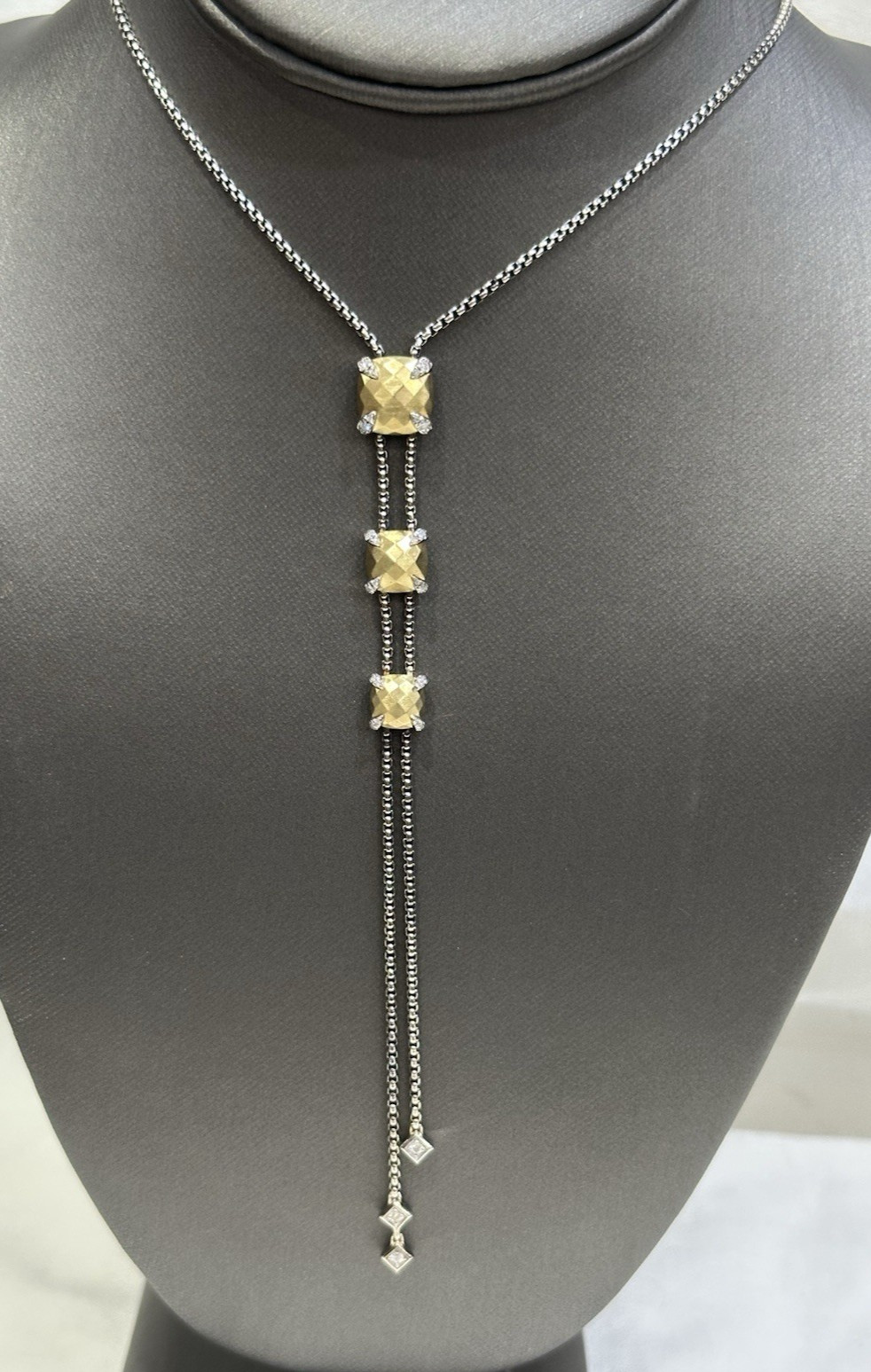 DAVID YURMAN CHATELAINE Y NECKLACE W/ 18K GOLD AND DIAMONDS NECKLACE