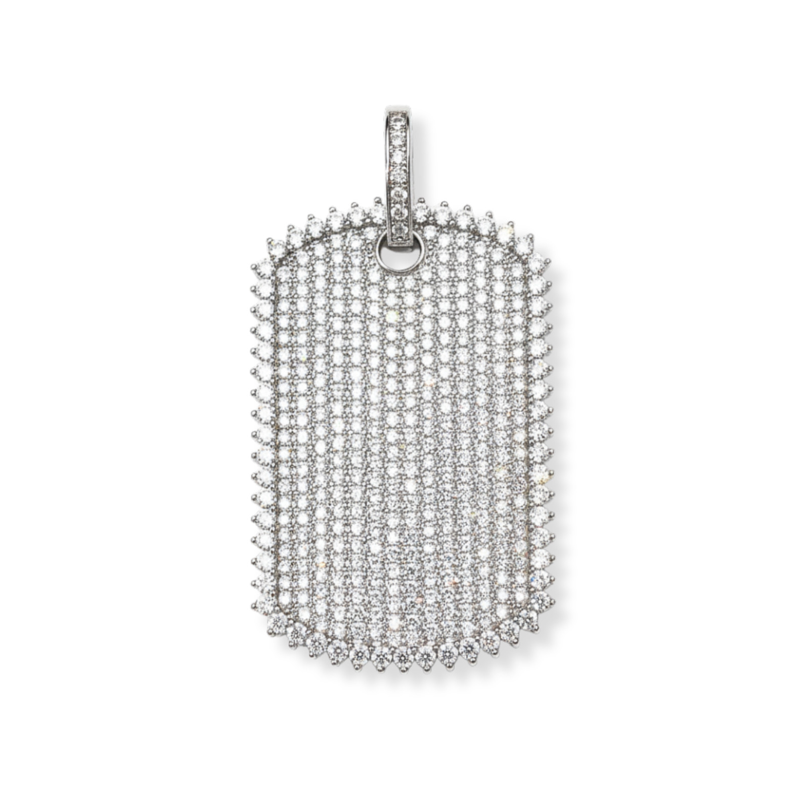 Mens MOISSANITE Dog Tag Real Solid 925 Silver Iced Hip Hop Pendant Necklace
