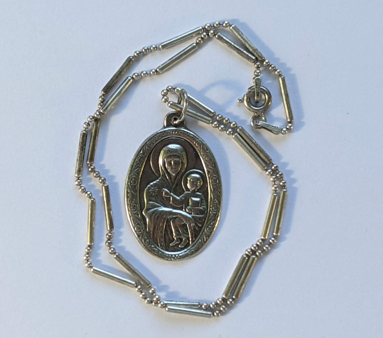 Orthodox icon amulet “Mother of God”, chain 40 cm. 925 silver. Weight 7.15 g.