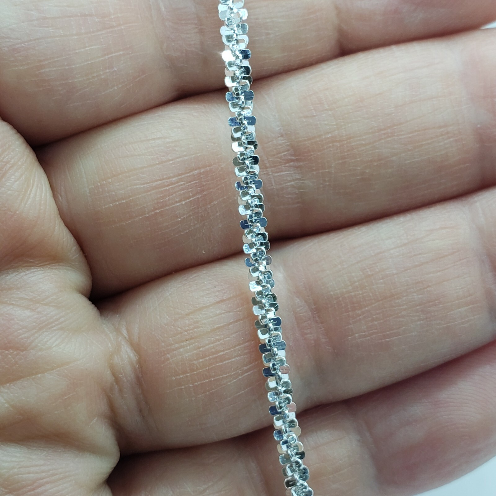 Sterling Silver Sparkle Rock Chain Necklaces & Bracelets 2.5mm Diamond Cut 7-24″