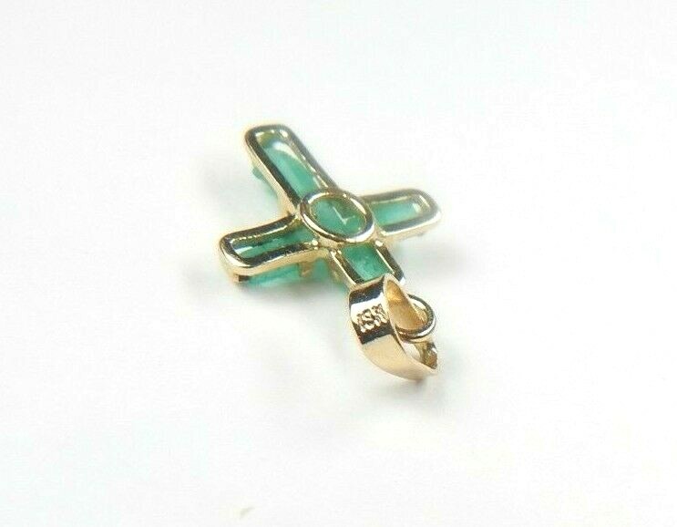Colombian Emerald Cross Pendant 18K Yellow Gold Jewelry Muzo Mines