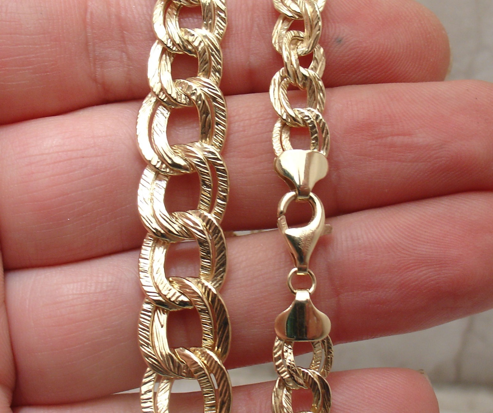 Technibond Graduated Double Curb Chain Necklace 14K Yellow Gold Plated Silver