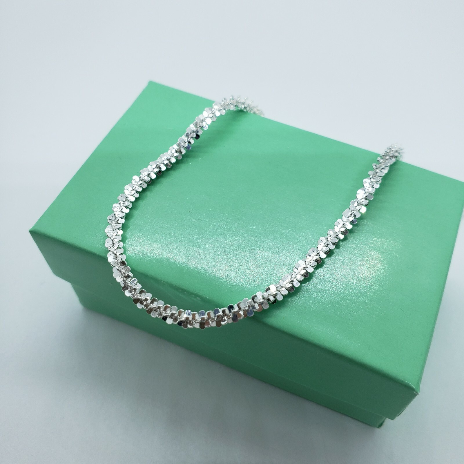 Sterling Silver Sparkle Rock Chain Necklaces & Bracelets 2.5mm Diamond Cut 7-24″