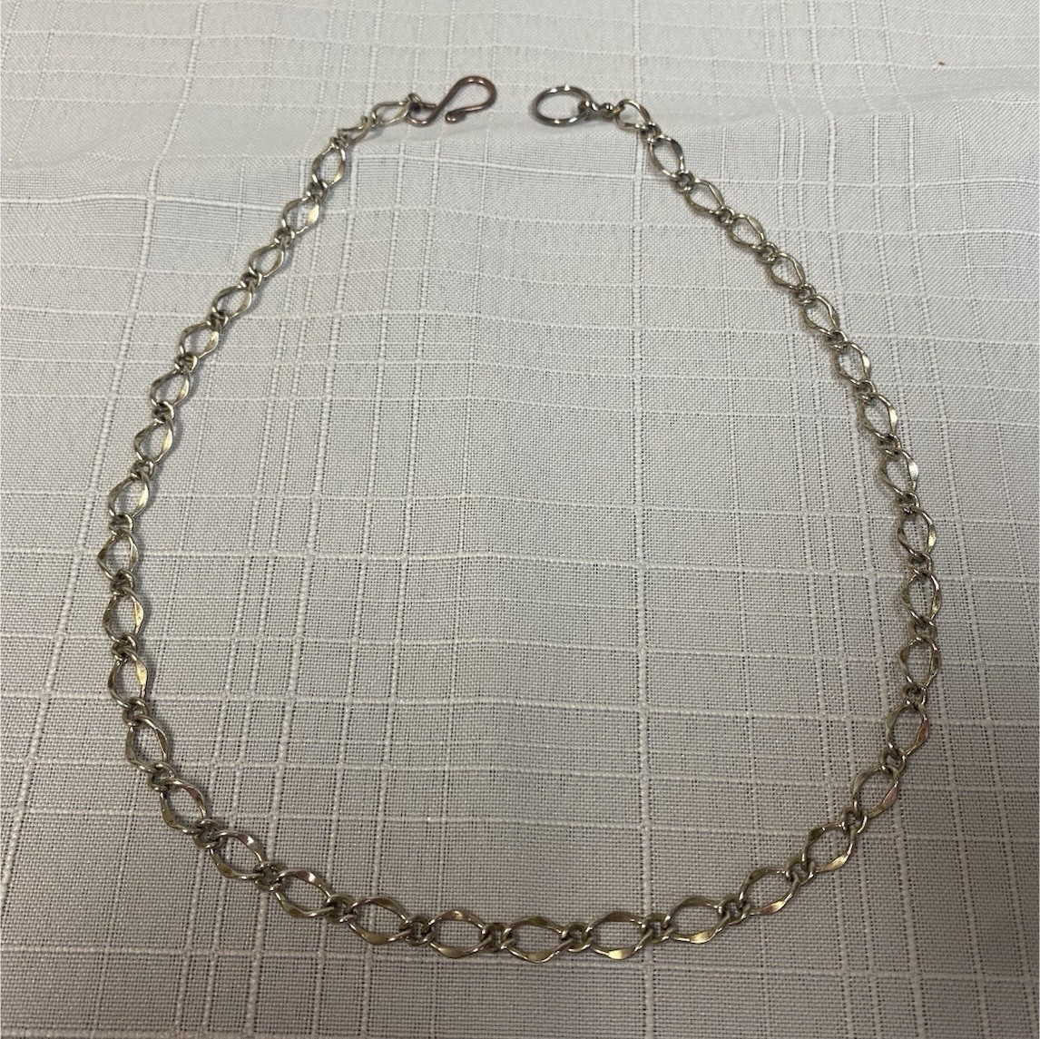 Silver Tone Chain Necklace Vintage Hook Closure 17” Metal No Stone