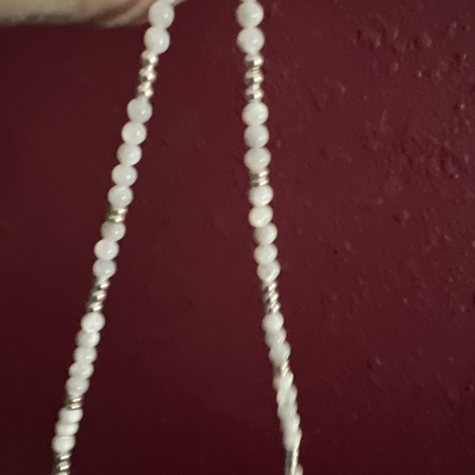 Mother Of Pearl And Sterling Silver Necklace 18 Inch With 2 Inch Extender