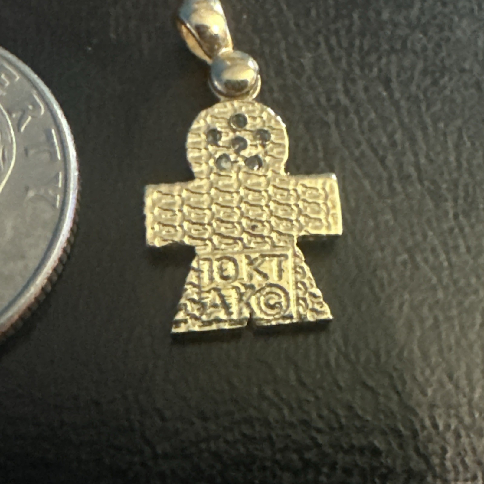 Vintage 10K Gold Mother’s Boy Charm • 0.06ctw Diamond June White Enamel AK