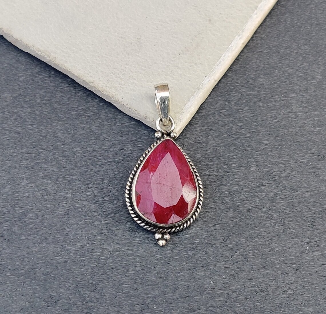 Natural Ruby Gemstone Pendant 925 Sterling Silver Designer Pendant Gift For Him