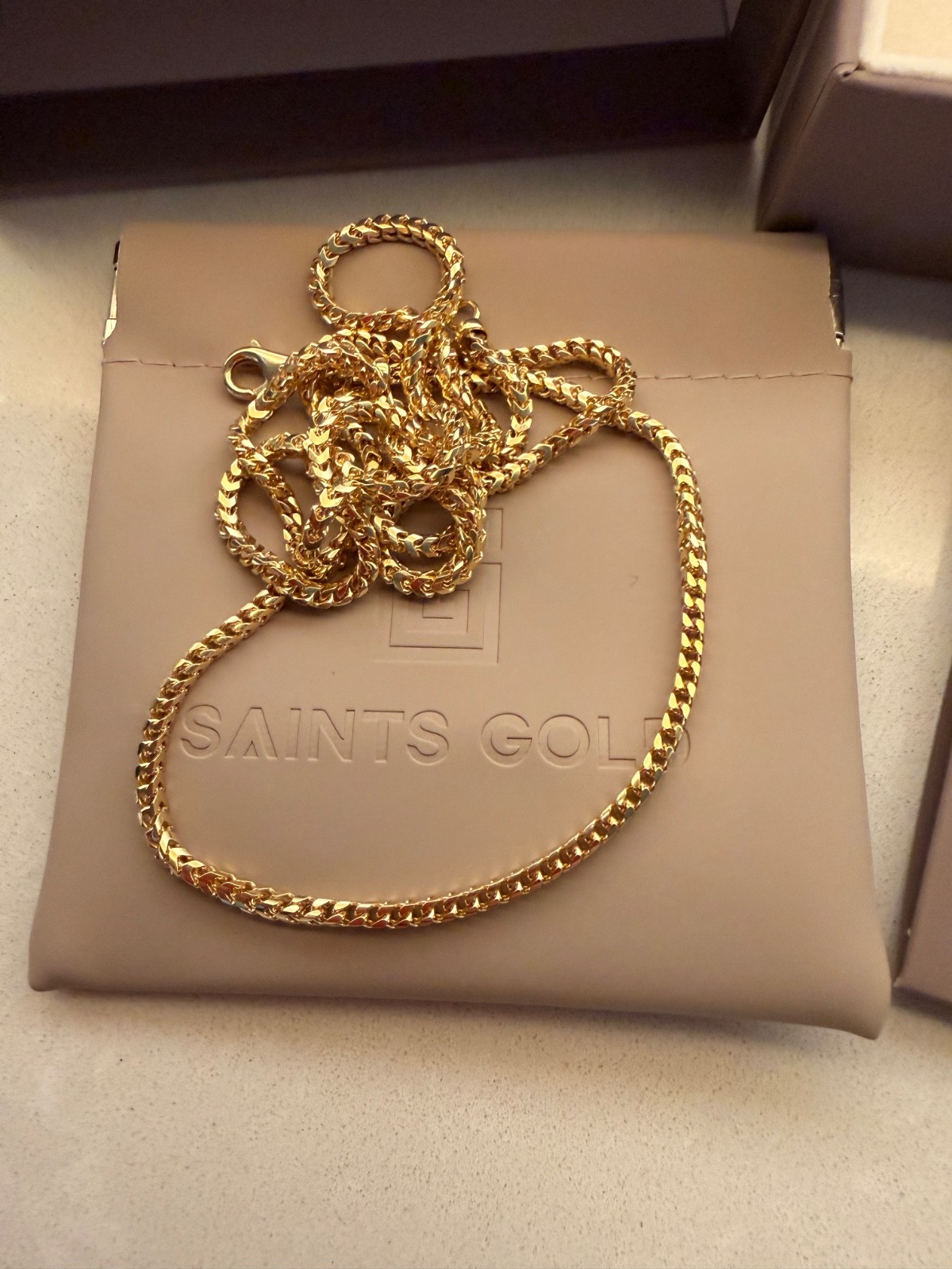 18K Solid Yellow Gold Franco Curb link chain…28 inches…2.5mm..30 grams…NEW!