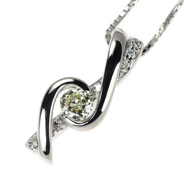 K18WG Imperial Sun Cut Diamond Pendant Necklace 0.282ct D0.09ct – Auth free ship